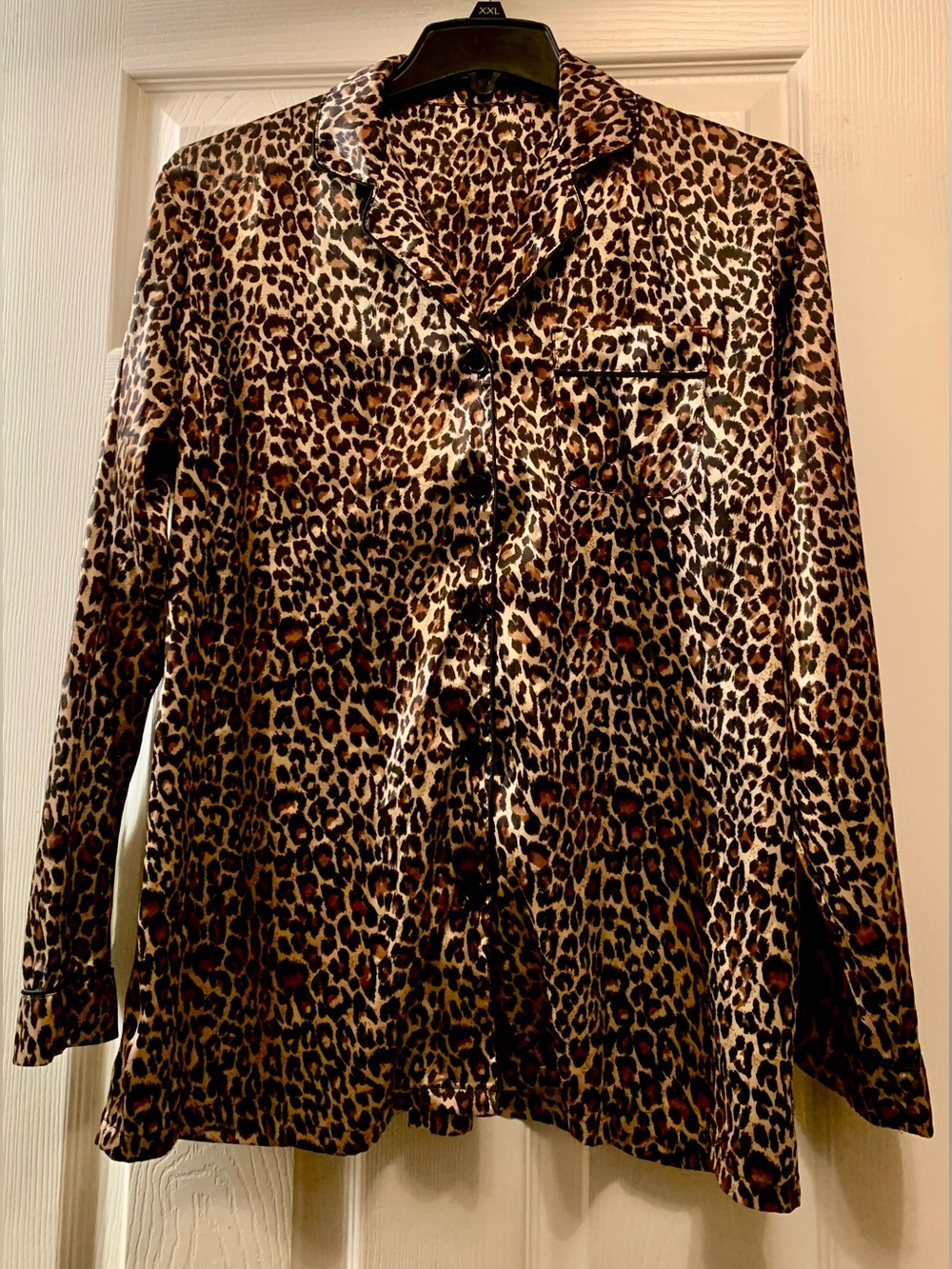 Leopard Print Satin Pajama Top - Picture 5 of 7
